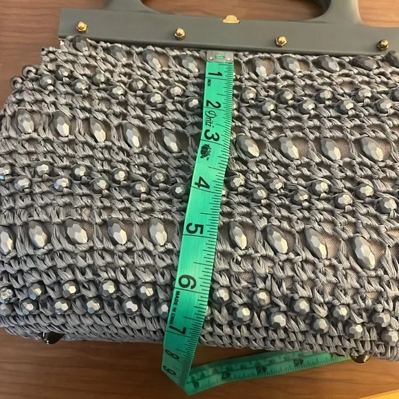 Vintage Dena of Dallas-made in Italy gray beaded handbag - Picture 11 of 11